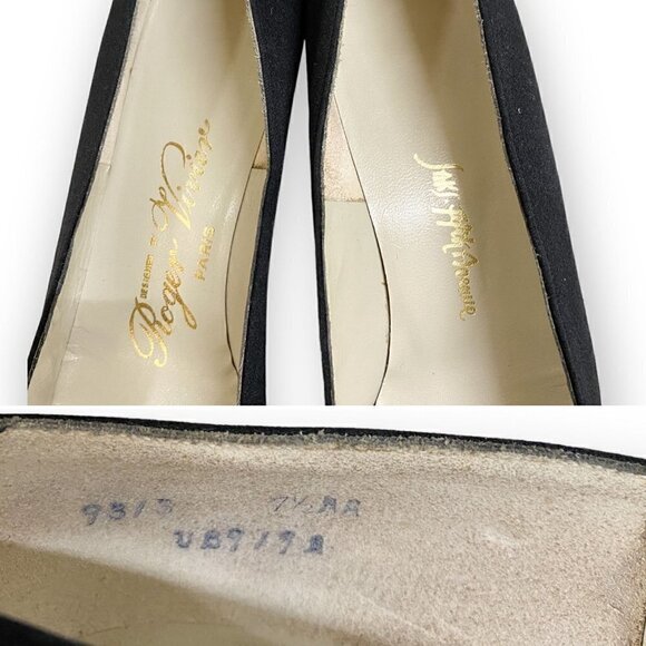 VIntage Roger Vivier black satin pumps with emberlishment, size 7 1/2 AA, in ori - Picture 8 of 16